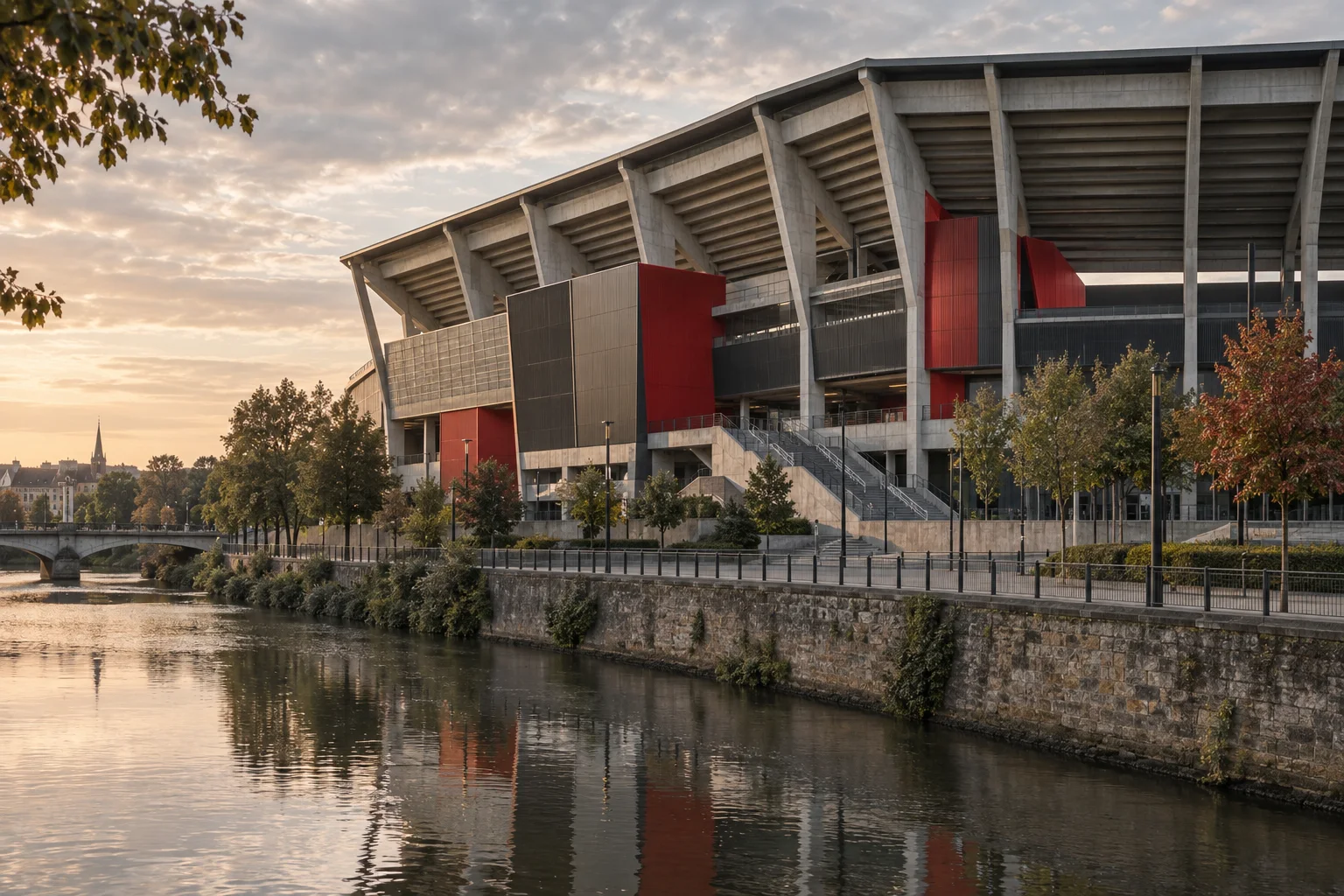 Interprétation visuelle non contractuelle du stade rennais au bord de la Vilaine